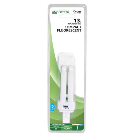 Feit Electric BPPLD13 Compact Fluorescent Bulb, 13 W, PL Lamp, GX23 Lamp Base, 780 Lumens, 2700 K Color Temp, Pack of 6