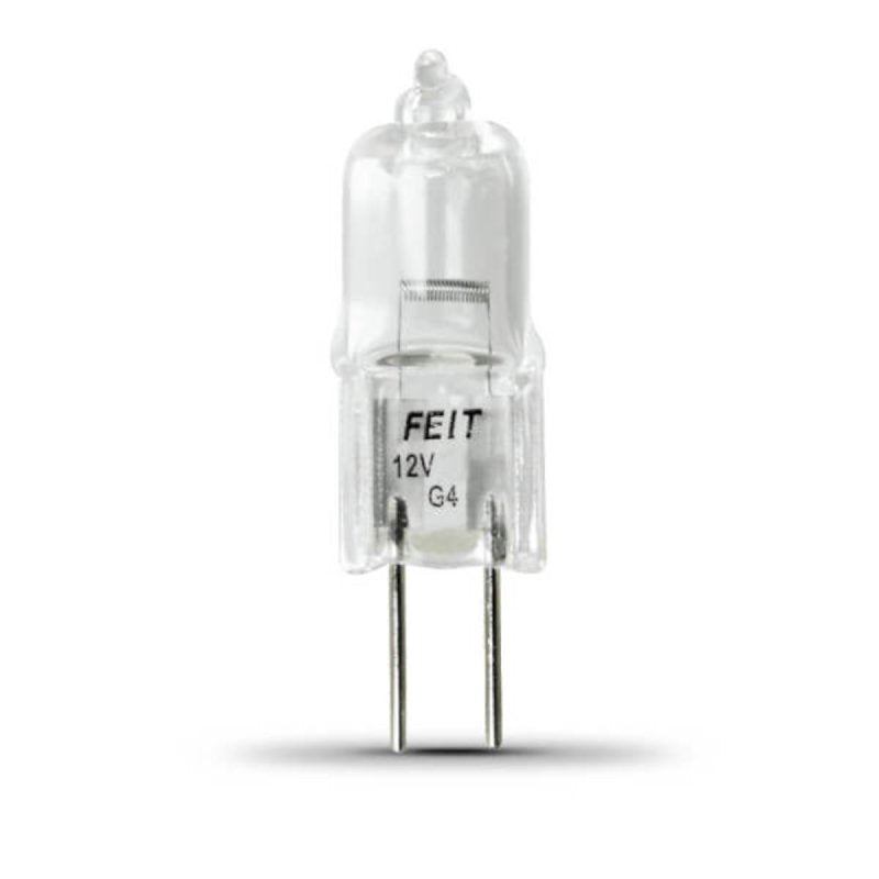 Feit Electric BPQ20T3 Halogen Bulb, 1-1/4 in H Dimensions, 20 W, G4 Lamp Base, JC T3 Lamp, 3000 K Color Temp, Pack of 12