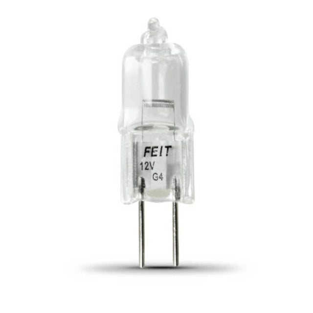 Feit Electric BPQ20T3 Halogen Bulb, 1-1/4 in H Dimensions, 20 W, G4 Lamp Base, JC T3 Lamp, 3000 K Color Temp, Pack of 12