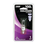Feit Electric BPQ100/CL/MC Halogen Bulb, 2.56 in H Dimensions, 100 W, Candelabra E11 Lamp Base, T4 Lamp