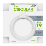 Feit Electric FC8T9/CW Fluorescent Bulb, 22 W, T9 Lamp, 4-Pin Lamp Base, 1100 Lumens, 4100 K Color Temp, Cool White