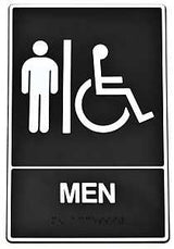 Hy-Ko DB-1 Graphic Sign, Rectangular, MEN, White Legend, Black Background, Plastic, 6 in W x 9 in H Dimensions, Pack of 3