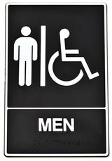 Hy-Ko DB-1 Graphic Sign, Rectangular, MEN, White Legend, Black Background, Plastic, 6 in W x 9 in H Dimensions, Pack of 3