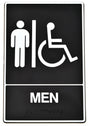 Hy-Ko DB-1 Graphic Sign, Rectangular, MEN, White Legend, Black Background, Plastic, 6 in W x 9 in H Dimensions, Pack of 3