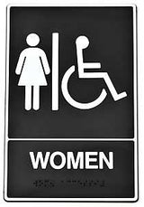 Hy-Ko DB-2 Graphic Sign, Rectangular, WOMEN, White Legend, Black Background, Plastic, 6 in W x 9 in H Dimensions, Pack of 3