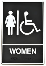 Hy-Ko DB-2 Graphic Sign, Rectangular, WOMEN, White Legend, Black Background, Plastic, 6 in W x 9 in H Dimensions, Pack of 3