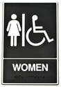 Hy-Ko DB-2 Graphic Sign, Rectangular, WOMEN, White Legend, Black Background, Plastic, 6 in W x 9 in H Dimensions, Pack of 3