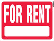 Hy-Ko RS-603 Real Estate Sign, 18 x 24 in Dimensions, Rectangular, FOR RENT, White Legend, Red Background, Plastic, 5/PK, Pack of 5