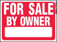 Hy-Ko RS-605 Real Estate Sign, For Sale By Owner, White Legend, Plastic, 24 in W x 18 in H Dimensions, Pack of 5