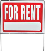 Hy-Ko RSF-603 Real Estate Sign, 24-1/2 x 36-1/2 in Dimensions, Rectangular, FOR RENT, White Legend, Red Background, 5/PK
