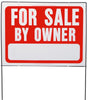 Hy-Ko RSF-605 Real Estate Sign with Frame, For Sale By Owner, White Legend, Red Background, Plastic