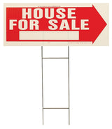 Hy-Ko RS-801 Lawn Sign, House For Sale, White Legend, Plastic, 24 in W x 9-1/2 in H Dimensions, Pack of 5