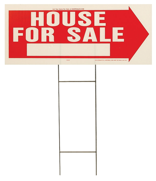 Hy-Ko RS-801 Lawn Sign, House For Sale, White Legend, Plastic, 24 in W x 9-1/2 in H Dimensions, Pack of 5