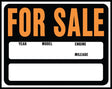 Hy-Ko Hy-Glo Series SP-112 Jumbo Identification Sign, 14-1/2 x 18-1/2 in, FOR SALE, Fluorescent Orange Legend, 5/PK, Pack of 5