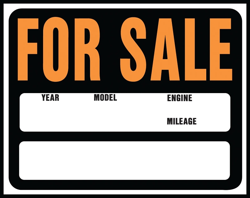 Hy-Ko Hy-Glo Series SP-112 Jumbo Identification Sign, 14-1/2 x 18-1/2 in, FOR SALE, Fluorescent Orange Legend, 5/PK, Pack of 5