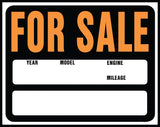 Hy-Ko Hy-Glo Series SP-112 Jumbo Identification Sign, 14-1/2 x 18-1/2 in, FOR SALE, Fluorescent Orange Legend, 5/PK, Pack of 5