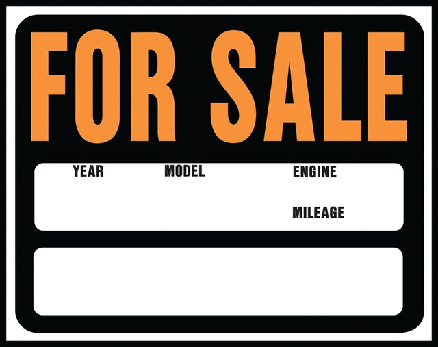 Hy-Ko Hy-Glo Series SP-112 Jumbo Identification Sign, 14-1/2 x 18-1/2 in, FOR SALE, Fluorescent Orange Legend, 5/PK, Pack of 5