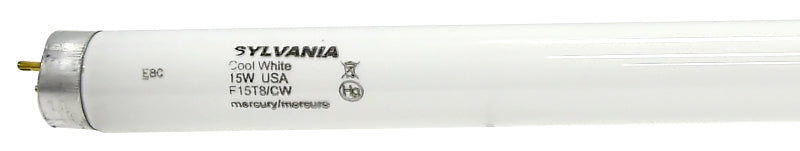 Sylvania 21619 Fluorescent Bulb, 15 W, T8 Lamp, Medium Lamp Base, 718 Lumens, 4200 K Color Temp, Cool White, Pack of 6