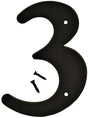 Hy-Ko 30200 Series 30203 House Number, Character: 3, 6 in H Character, Black Character, Plastic, Pack of 5