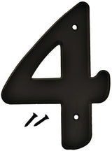 Hy-Ko 30200 Series 30204 House Number, Character: 4, 6 in H Character, Black Character, Plastic, Pack of 5