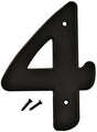 Hy-Ko 30200 Series 30204 House Number, Character: 4, 6 in H Character, Black Character, Plastic, Pack of 5