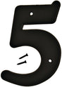 Hy-Ko 30200 Series 30205 House Number, Character: 5, 6 in H Character, Black Character, Plastic, Pack of 5