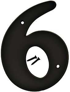 Hy-Ko 30200 Series 30206 House Number, Character: 6, 6 in H Character, Black Character, Plastic, Pack of 5