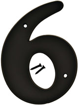 Hy-Ko 30200 Series 30206 House Number, Character: 6, 6 in H Character, Black Character, Plastic, Pack of 5