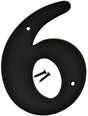 Hy-Ko 30200 Series 30206 House Number, Character: 6, 6 in H Character, Black Character, Plastic, Pack of 5