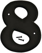 Hy-Ko 30200 Series 30208 House Number, Character: 8, 6 in H Character, Black Character, Plastic, Pack of 5