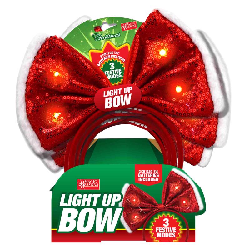 Magic Seasons Christmas Bow Sequence Headband 1 pc, Pack of 12