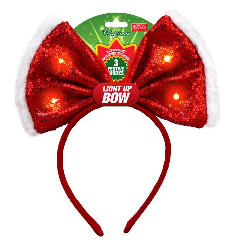 Magic Seasons Christmas Bow Sequence Headband 1 pc, Pack of 12