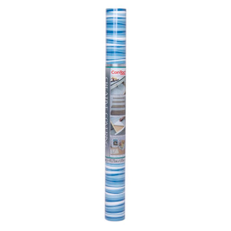 Con-Tact 16 ft. L X 18 in. W Blue/White Stripes Self-Adhesive Shelf Liner, Pack of 6