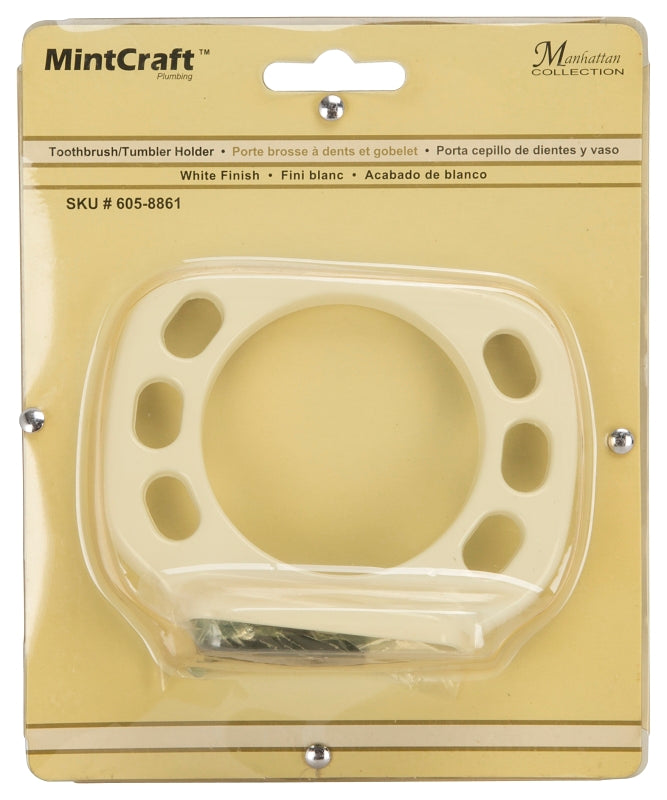 Boston Harbor L3657C-51-07 Toothbrush/Tumbler Holder, Zinc, White, Wall Mounting