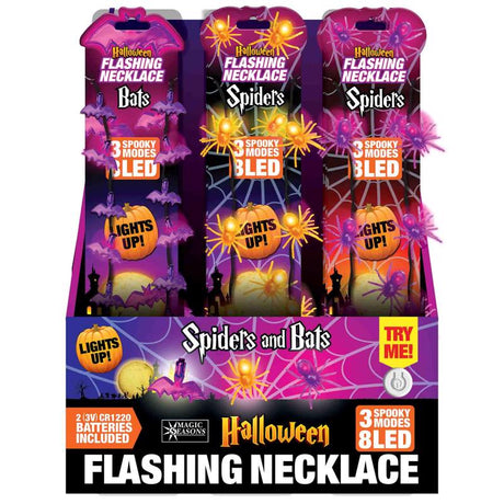 Magic Seasons Halloween Bats/Spider Flashing Necklace 1 pk, Pack of 24