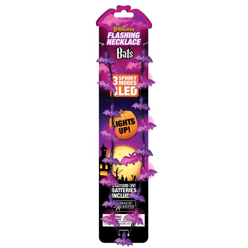 Magic Seasons Halloween Bats/Spider Flashing Necklace 1 pk, Pack of 24