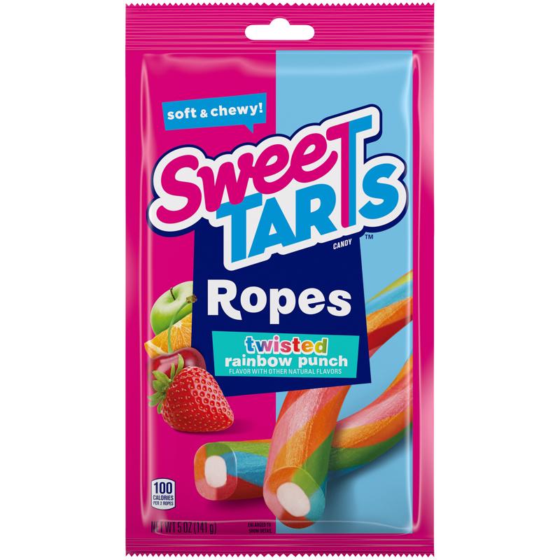 SweetTARTS Twisted Ropes Rainbow Punch Gummi Candy 5 oz Pouch, Pack of 12