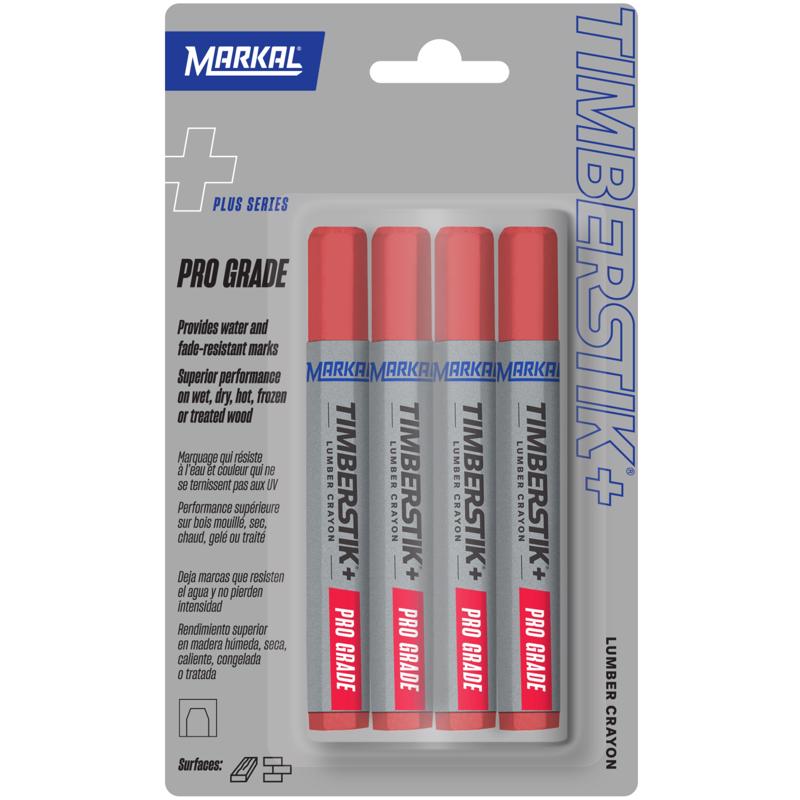 Markal Timberstik Plus 8 in. L Lumber Crayon Red 4 pc, Pack of 6