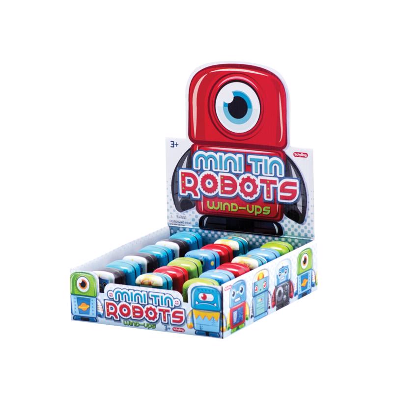 Schylling Mini Tin Robots Retro Toy Assorted, Pack of 18
