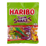 Haribo Twin Snakes Sweet/Sour Gummi Candy 5 oz, Pack of 12