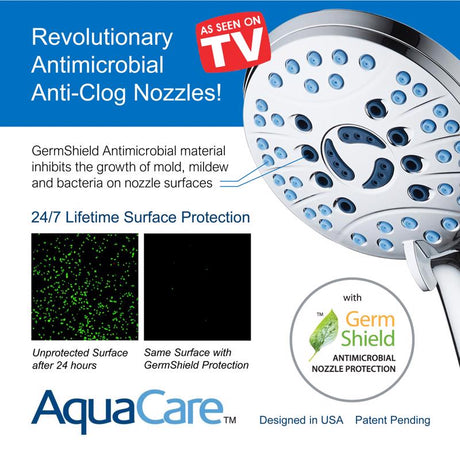 AquaCare Antimicrobial AS Seen On TV Handheld Shower Head Stainless Steel 1 pk