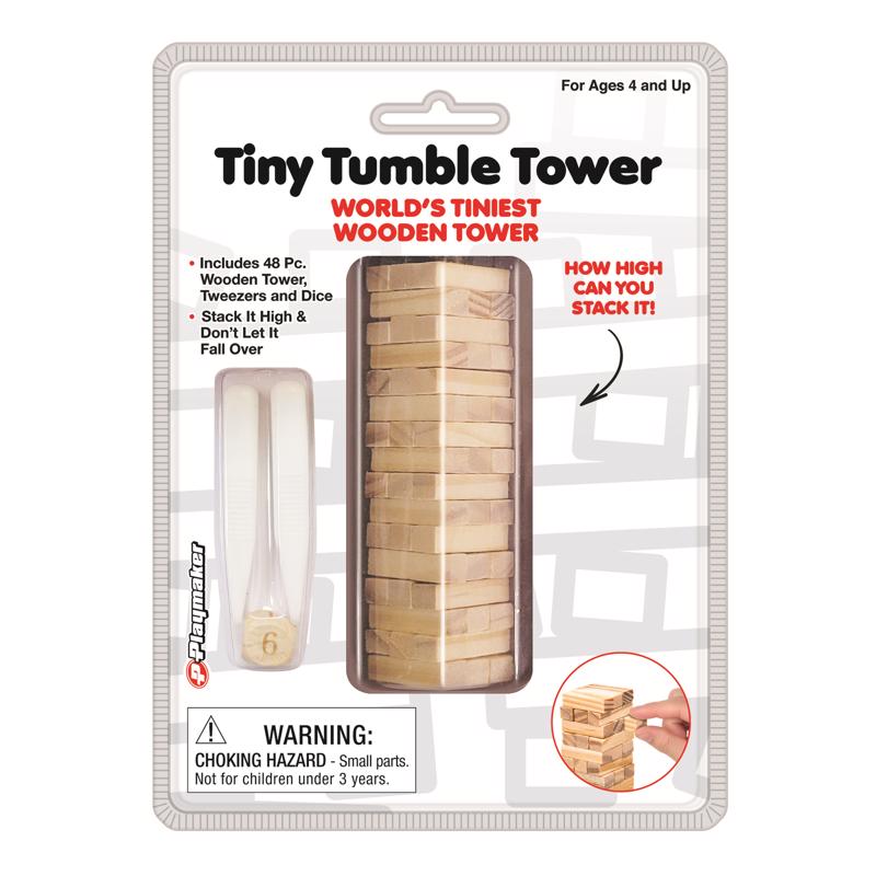 Playmaker Toys Tiny Tumble Tower Brown 48 pc, Pack of 12