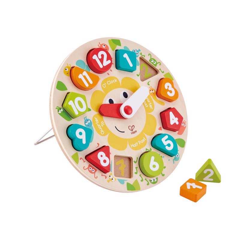 Hape Chunky Clock Puzzle Assorted 13 pc