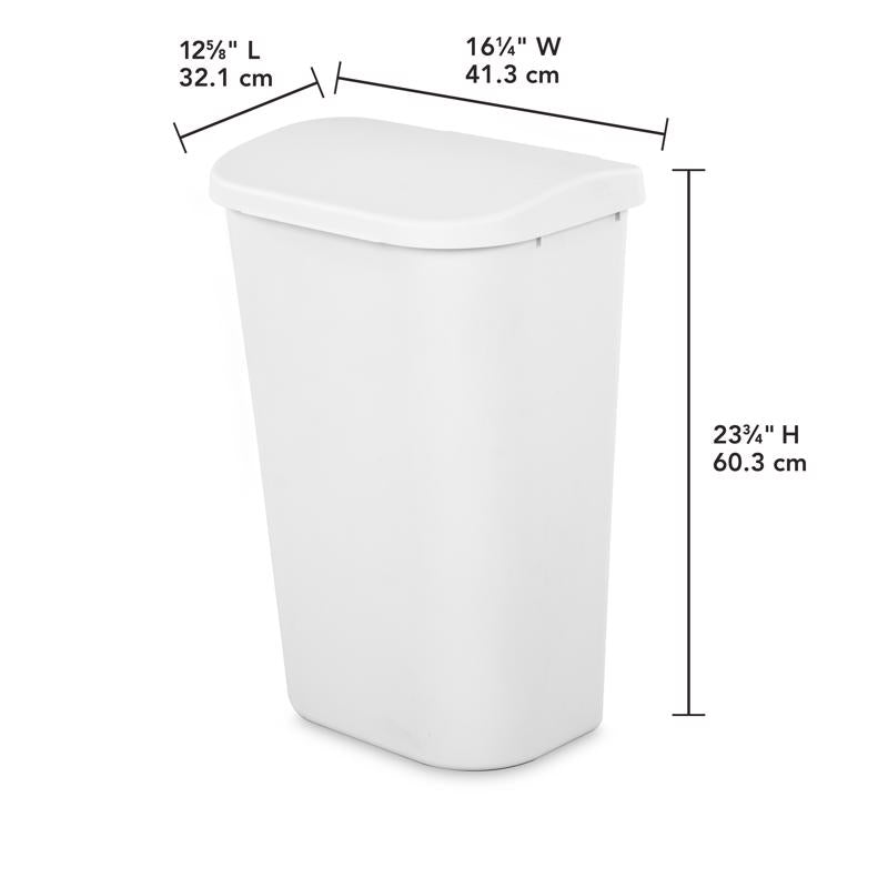 Sterilite 11.3 gal White Plastic D-Shape Wastebasket, Pack of 6