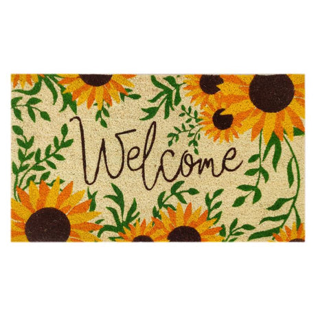 First Concept 18 in. W X 30 in. L Multi-Color Welcome Sunflowers Coir Door Mat