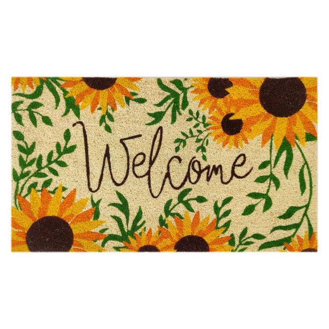 First Concept 18 in. W X 30 in. L Multi-Color Welcome Sunflowers Coir Door Mat
