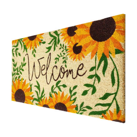 First Concept 18 in. W X 30 in. L Multi-Color Welcome Sunflowers Coir Door Mat