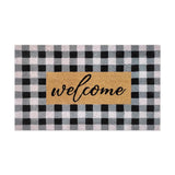 First Concept 18 in. W X 30 in. L Black/White Checkers Welcome Coir Door Mat
