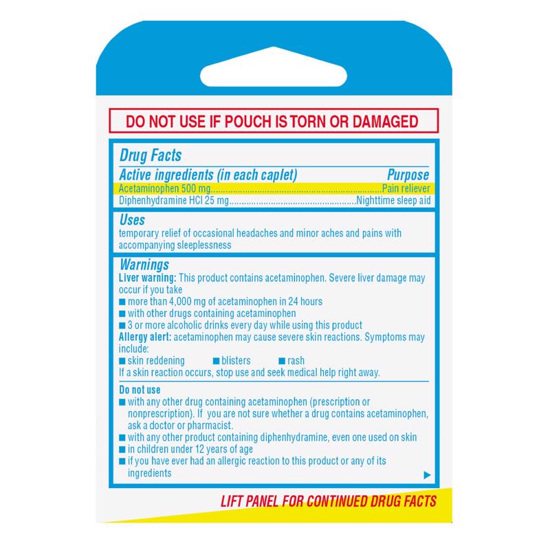 Tylenol PM Pain Reliever/Nightime Sleep Aid 6 ct 1 pk, Pack of 6