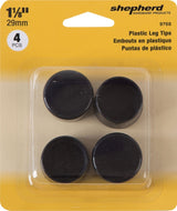 Shepherd Hardware 9768 Furniture Leg Tip, Round, Plastic, Black, 1-1/8 in Dia, Pack of 6